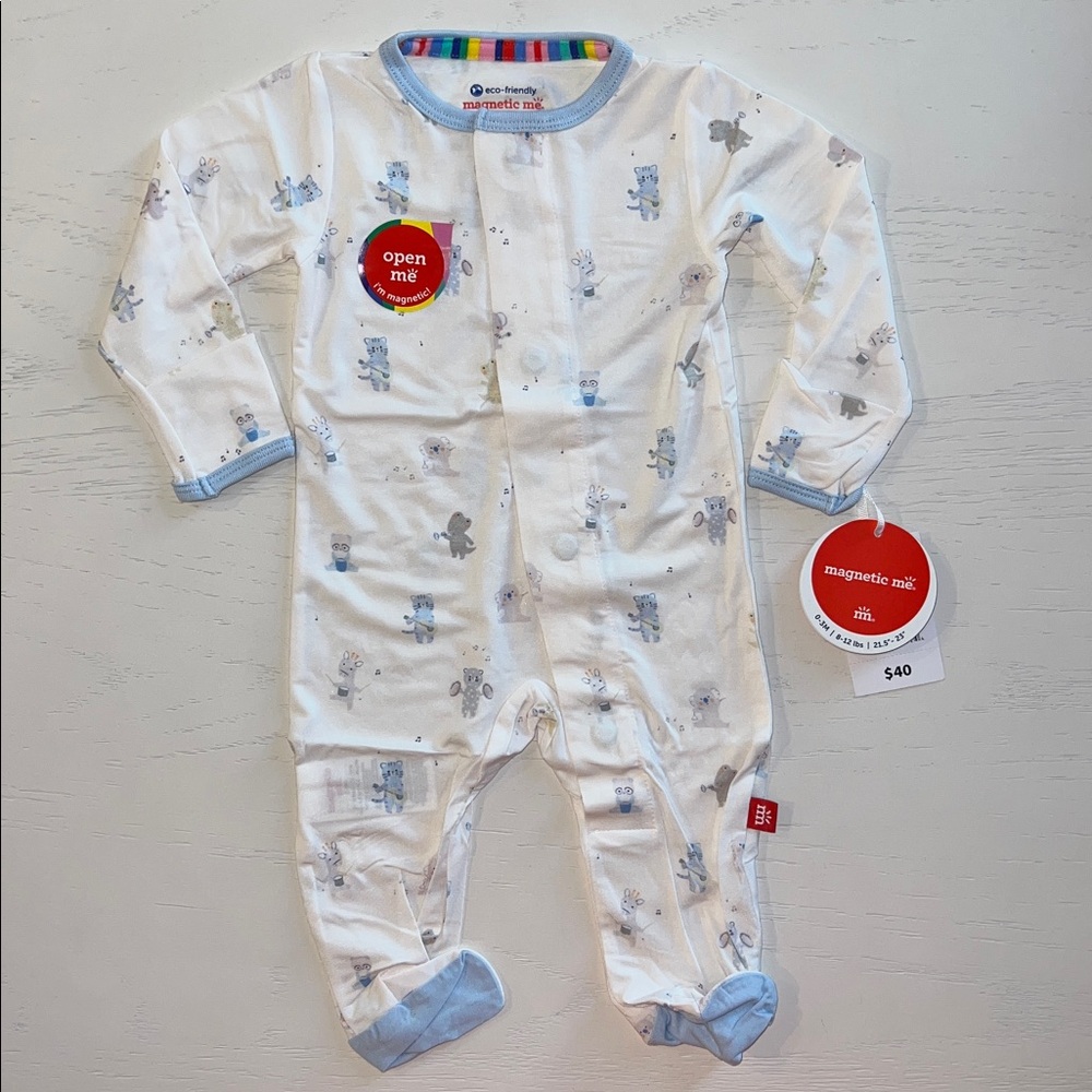 Magnetic Me Blue Baby Beats Animals Music Footie 0-3 months